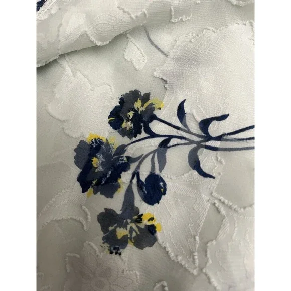 Lucky Brand Womens S Pale Green w/Blue Floral Off‎ Shoulder Layered Lined Blouse - Picture 6 of 7